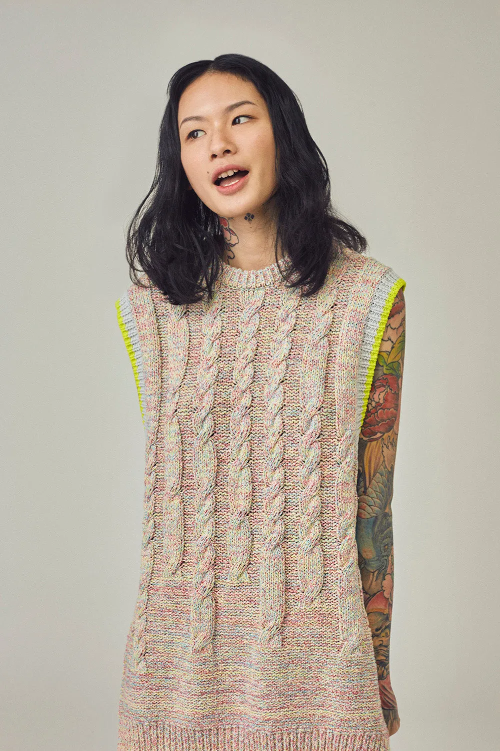 Funfetti Oversized Vest in Multicolor Tweed