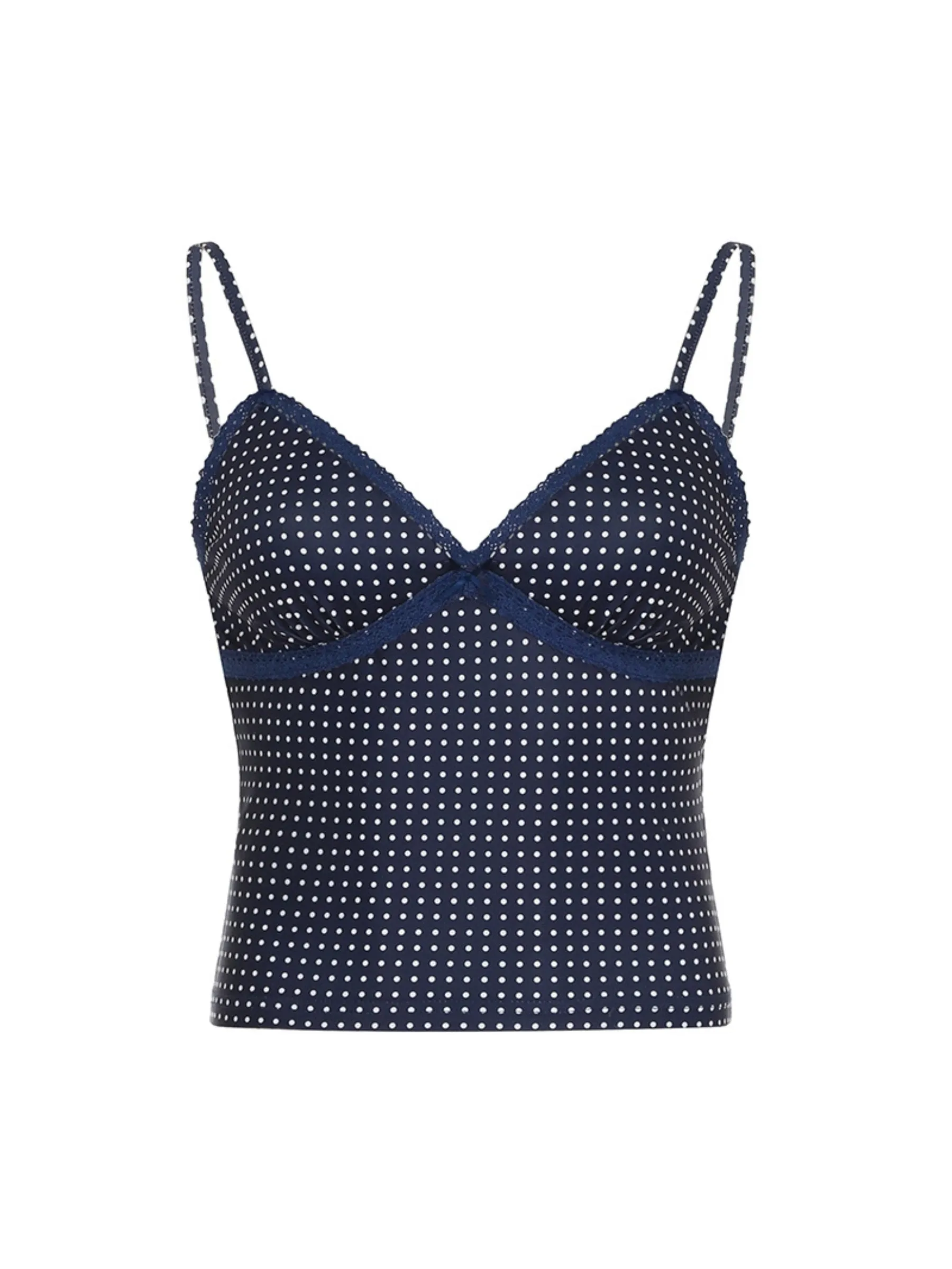 Galia Polka-Dot Lace Silk Vest