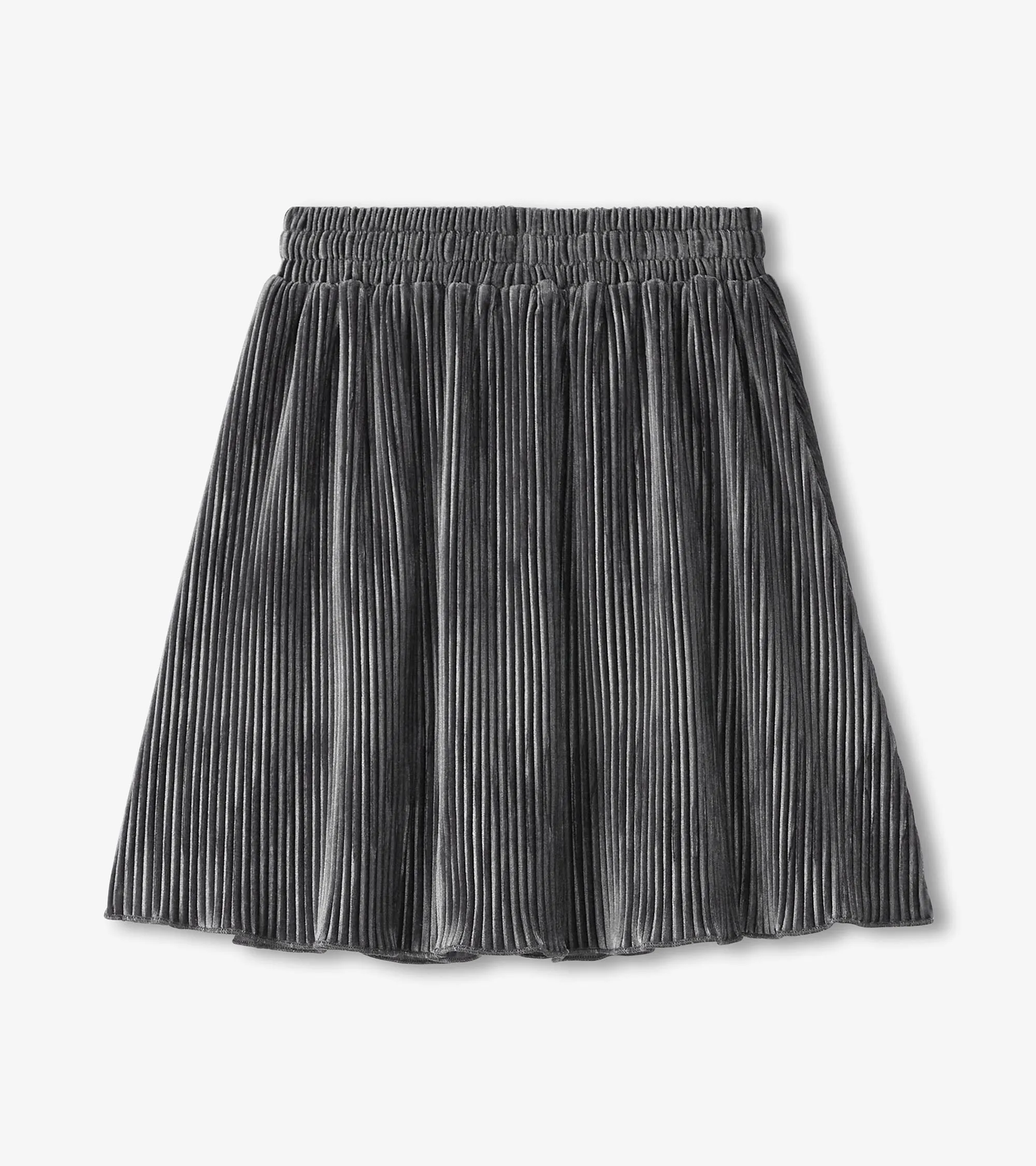 Girls Silver Shine Pleated Velour Skirt