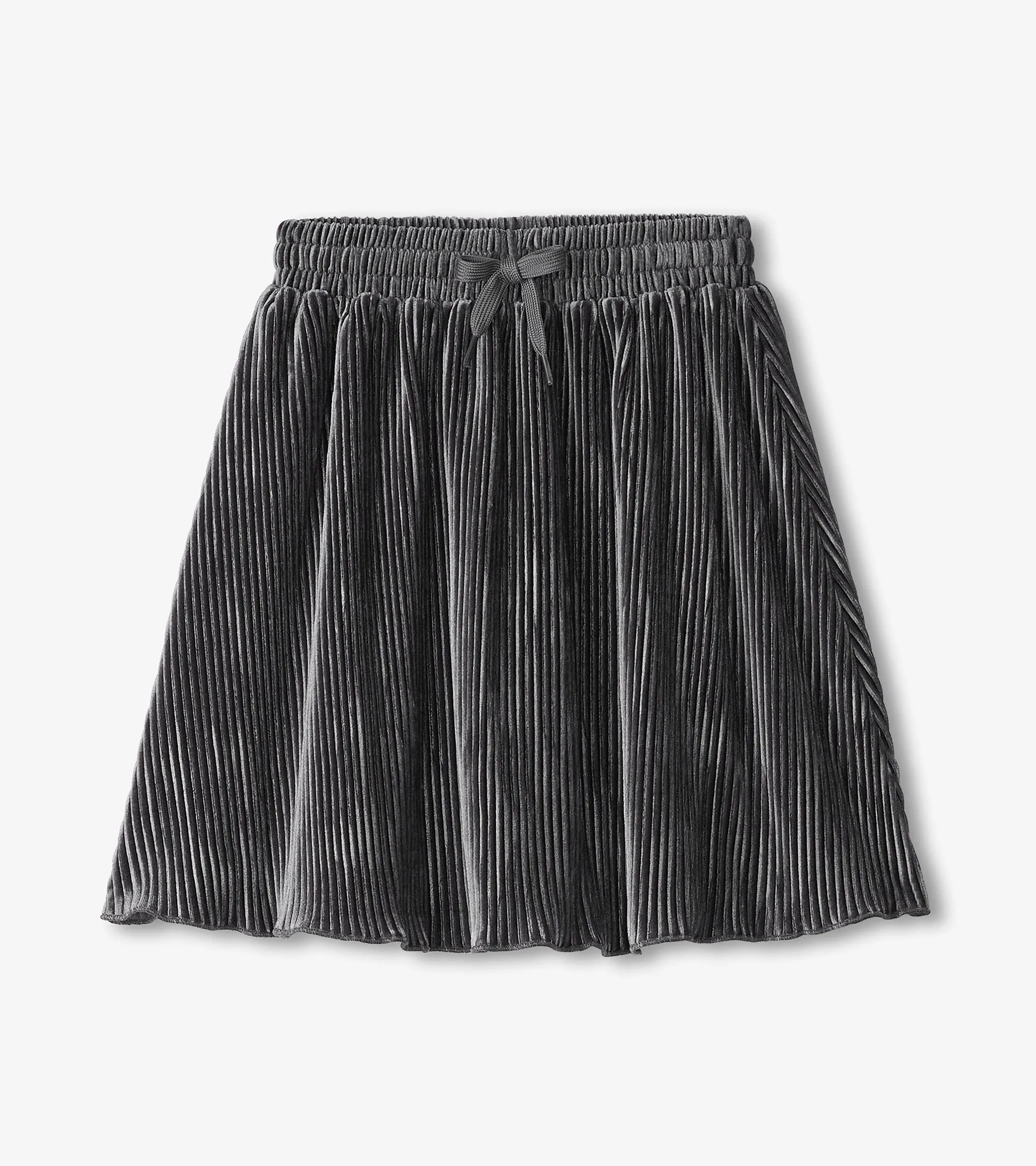 Girls Silver Shine Pleated Velour Skirt