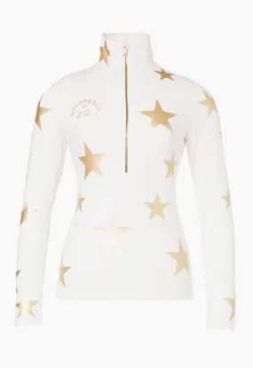 Goldbergh Galactique Ski Base Layer in Cream with Gold Stars