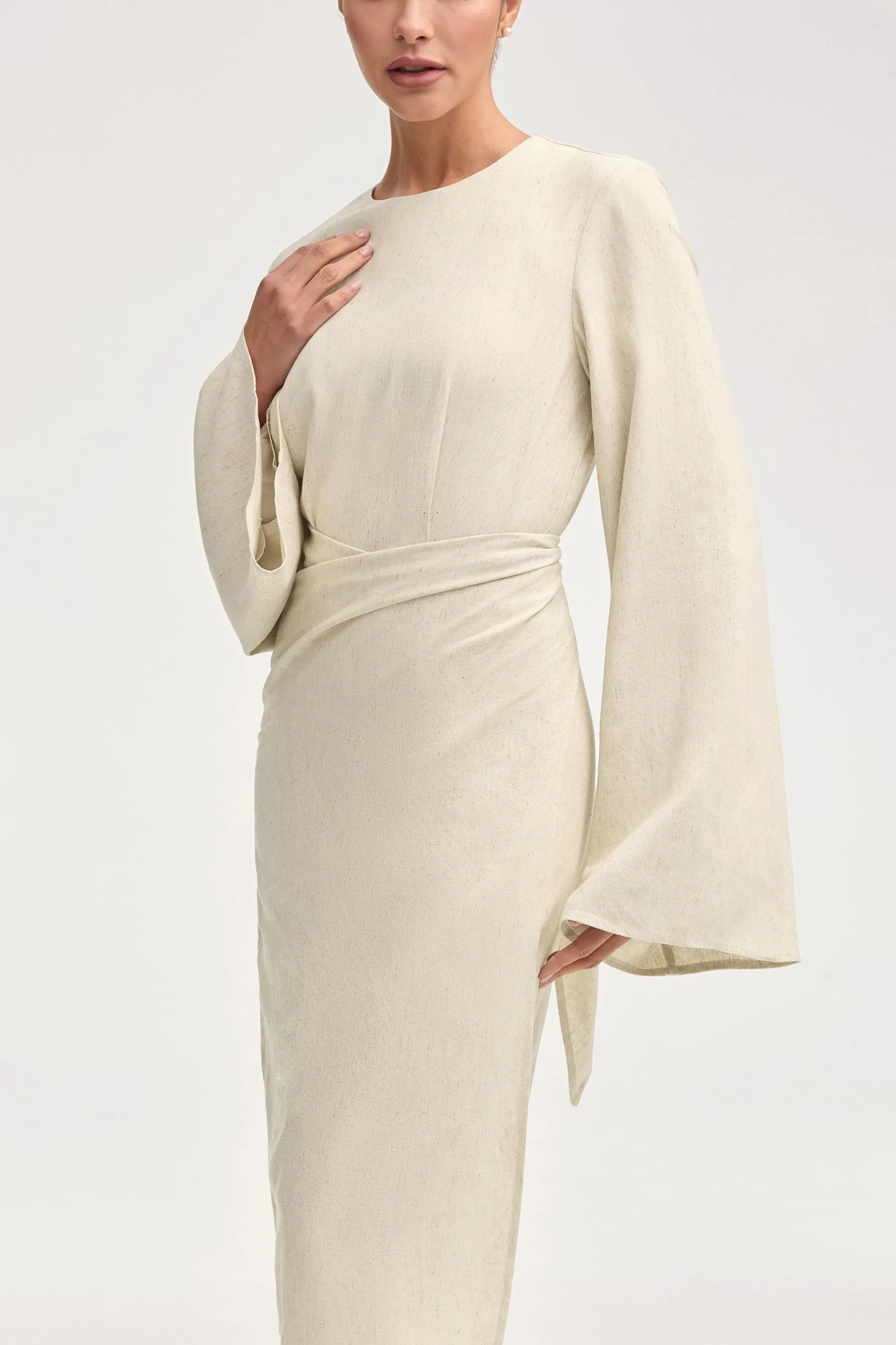 Hanadi Wrap Maxi Dress - Beige