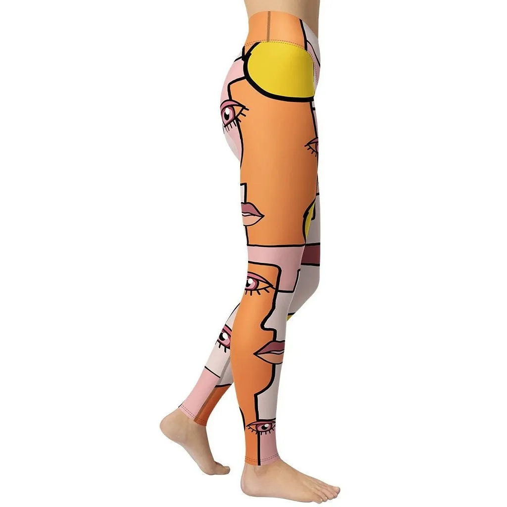 Hand-drawn Contemporary Painting Yoga Leggings