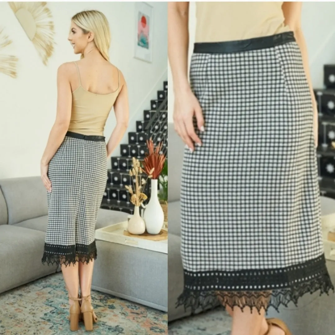 Handmade Checkered Midi Skirt