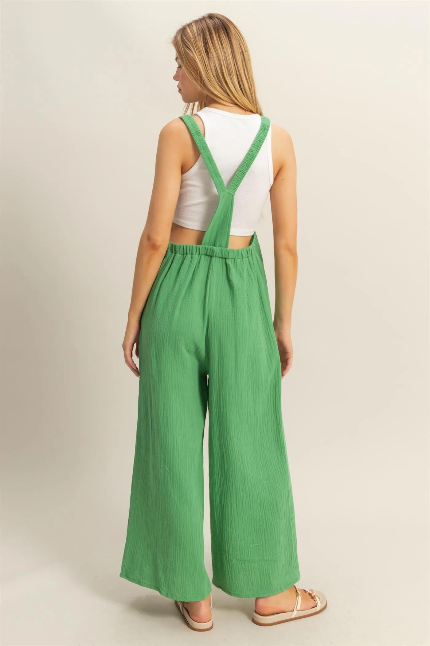 HF25C878-Double Gauze Pocket Overall Jumpsuit