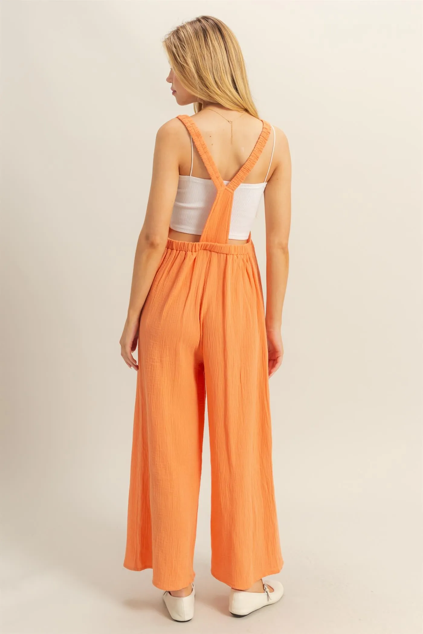 HF25C878-Double Gauze Pocket Overall Jumpsuit