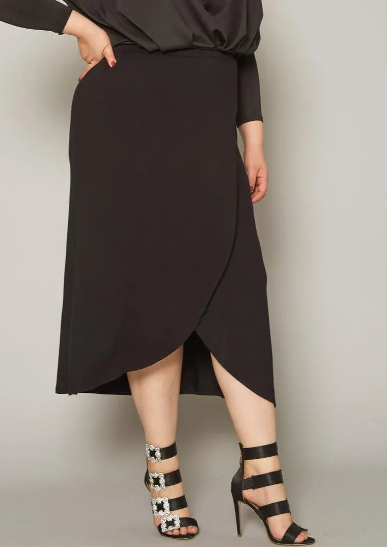 Hi Curvy Plus Size Women High Waist Overlay Midi Skirt