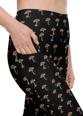 High-Waisted Leggings with Pockets - The Chillin' Frog - Black