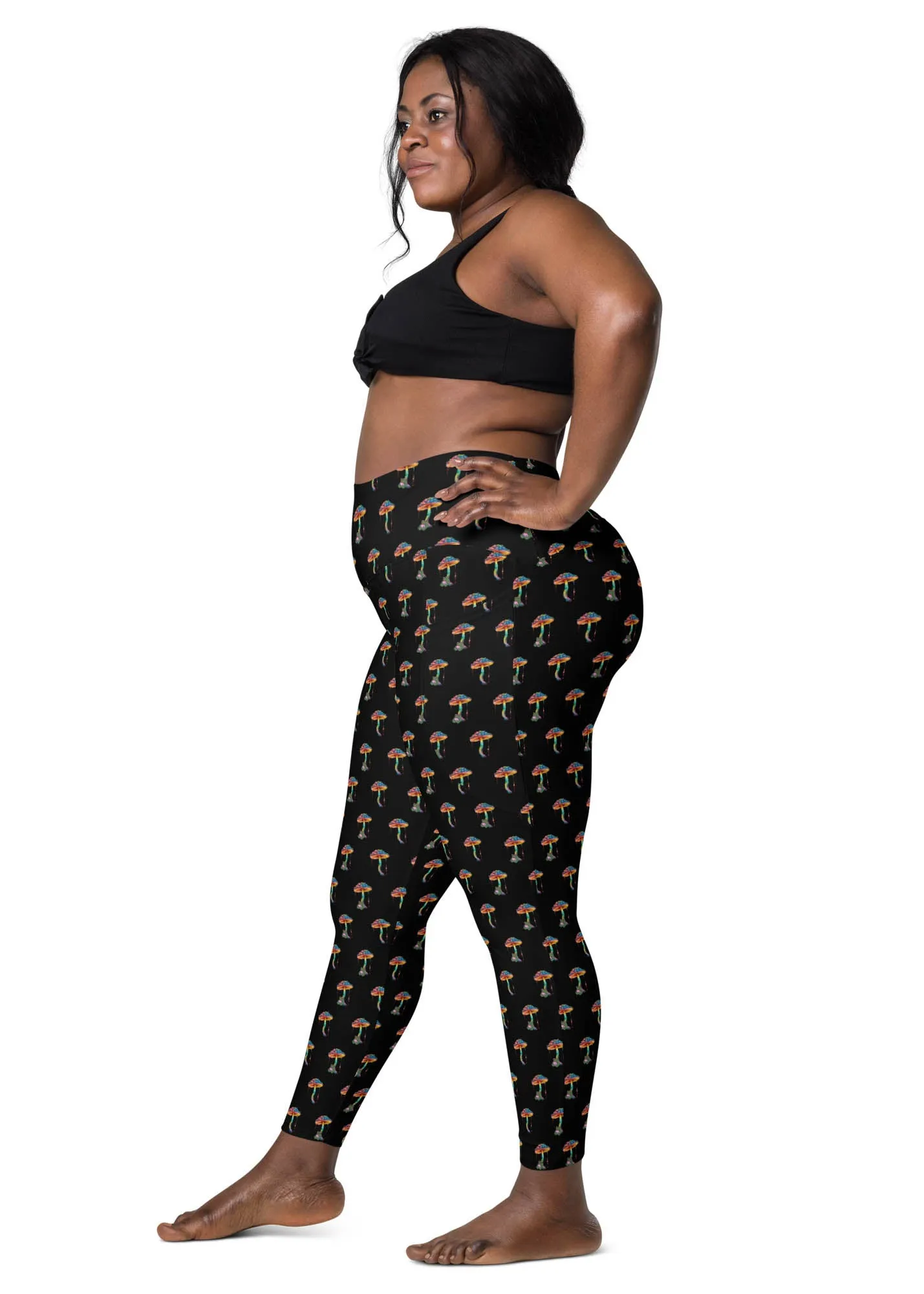 High-Waisted Leggings with Pockets - The Chillin' Frog - Black