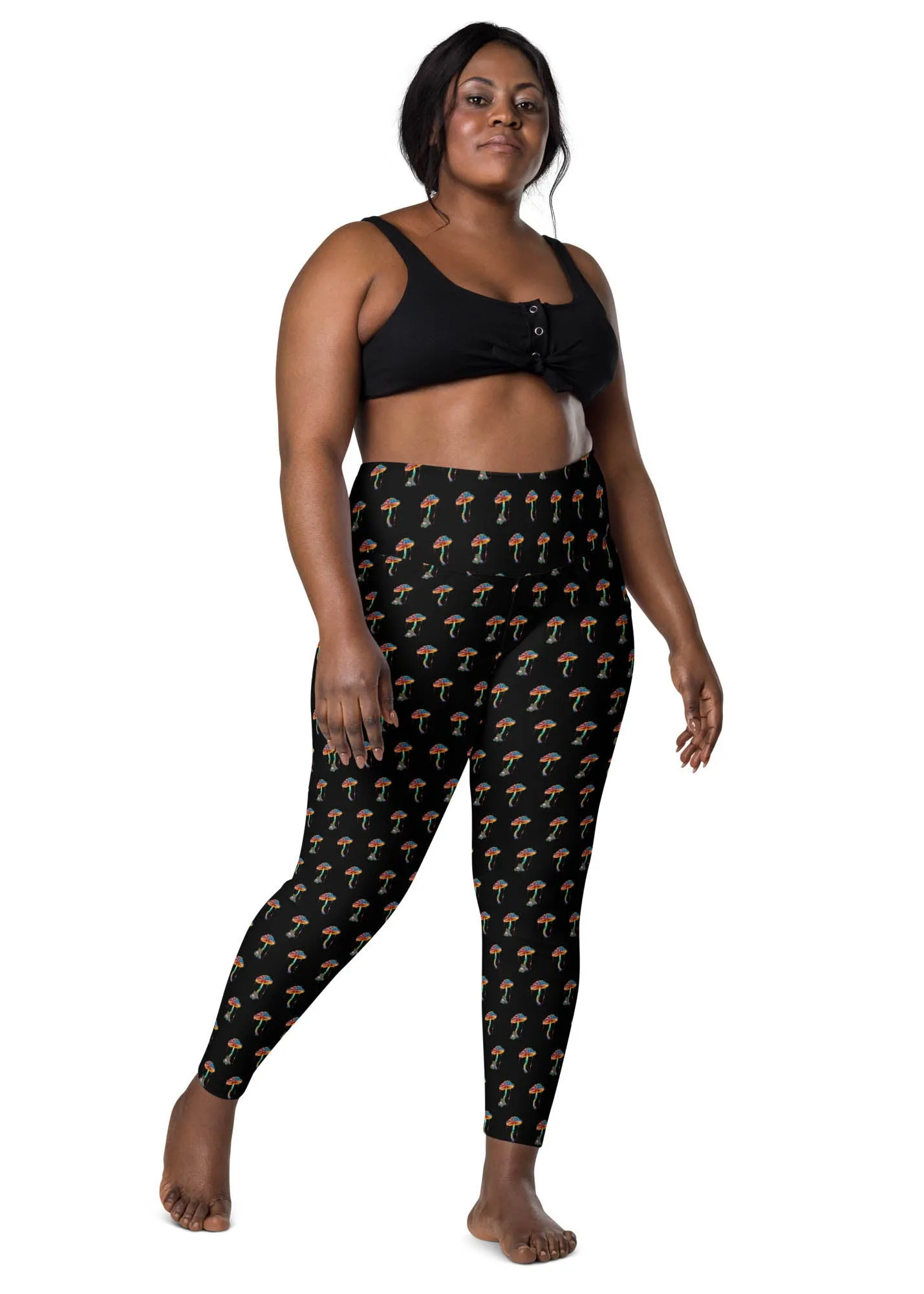 High-Waisted Leggings with Pockets - The Chillin' Frog - Black