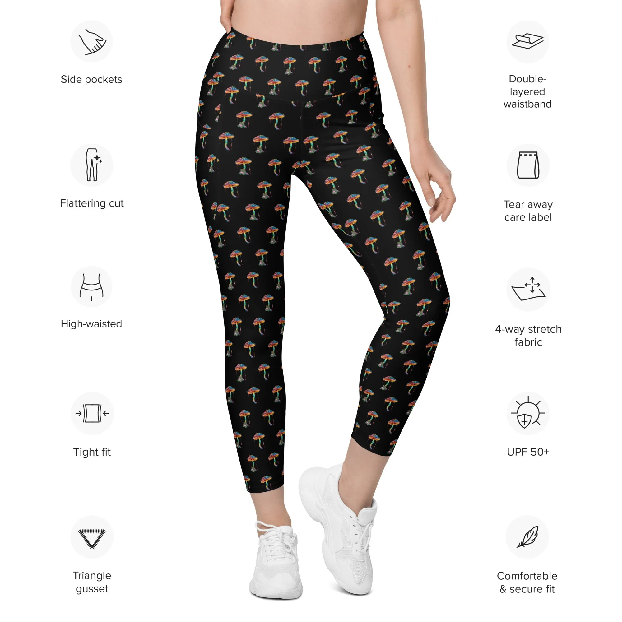 High-Waisted Leggings with Pockets - The Chillin' Frog - Black