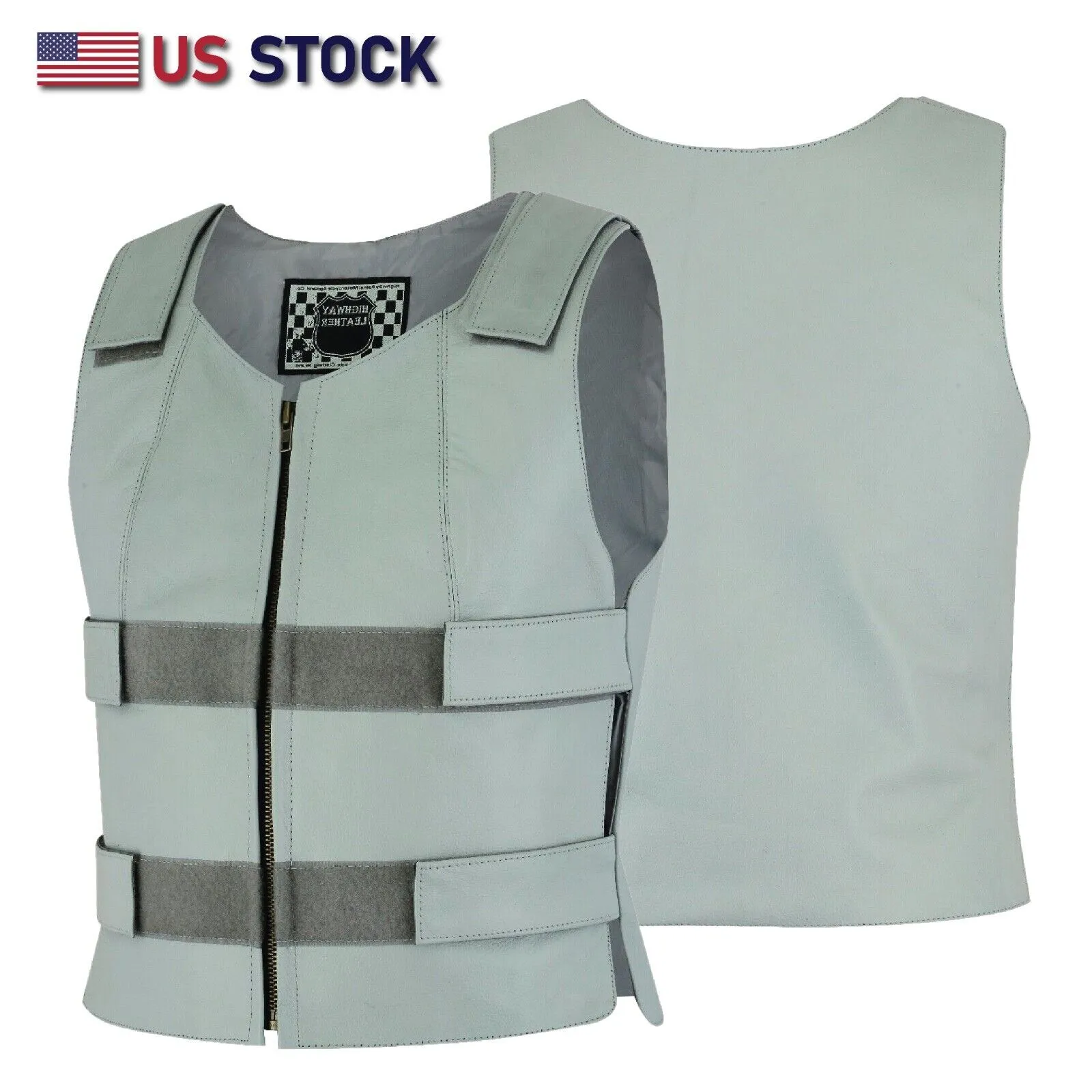 HL14945Gray Bulletproof Leather Vest - SKU#14945Gray36