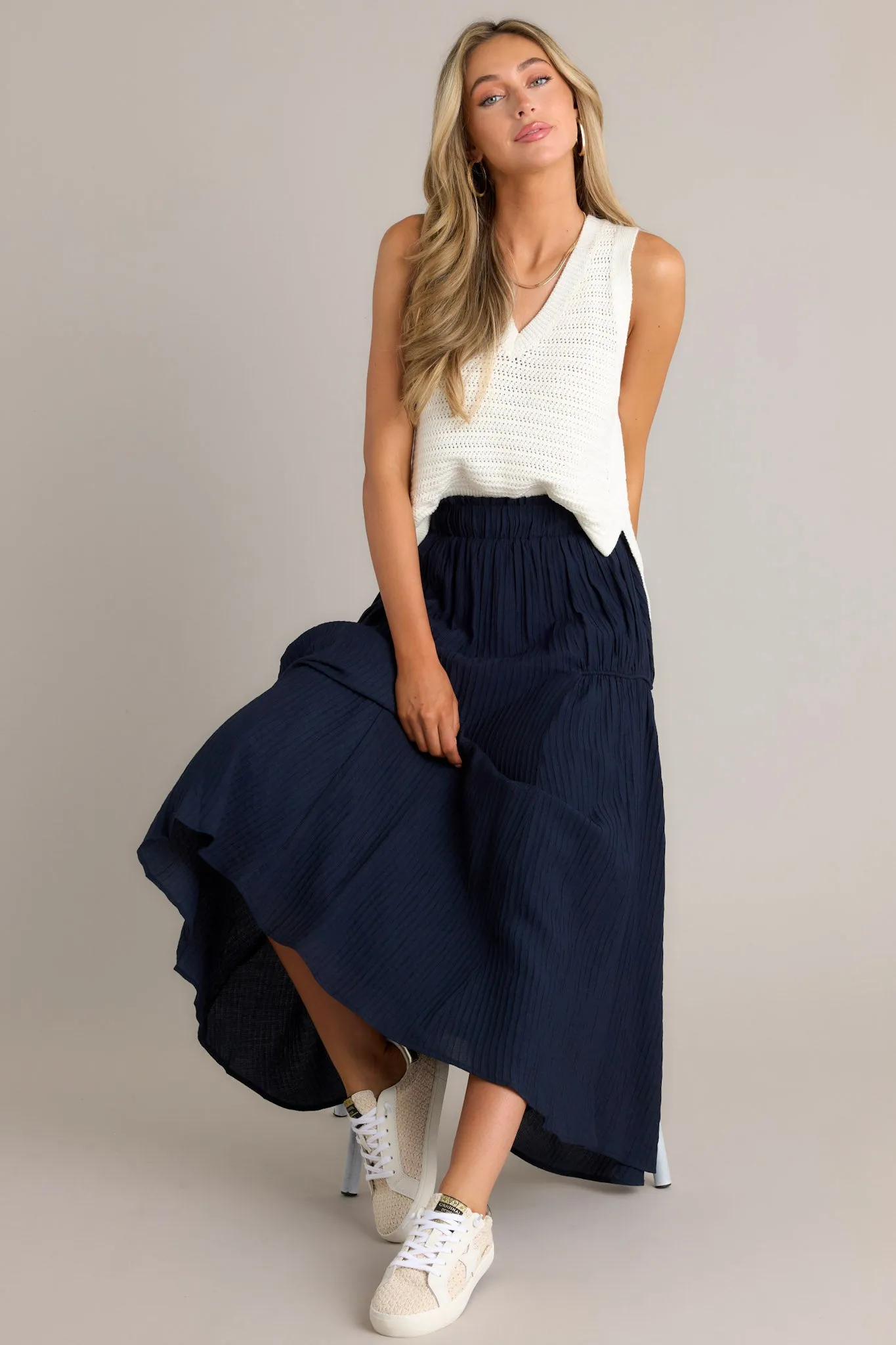 Infinite Allure Navy Maxi Skirt