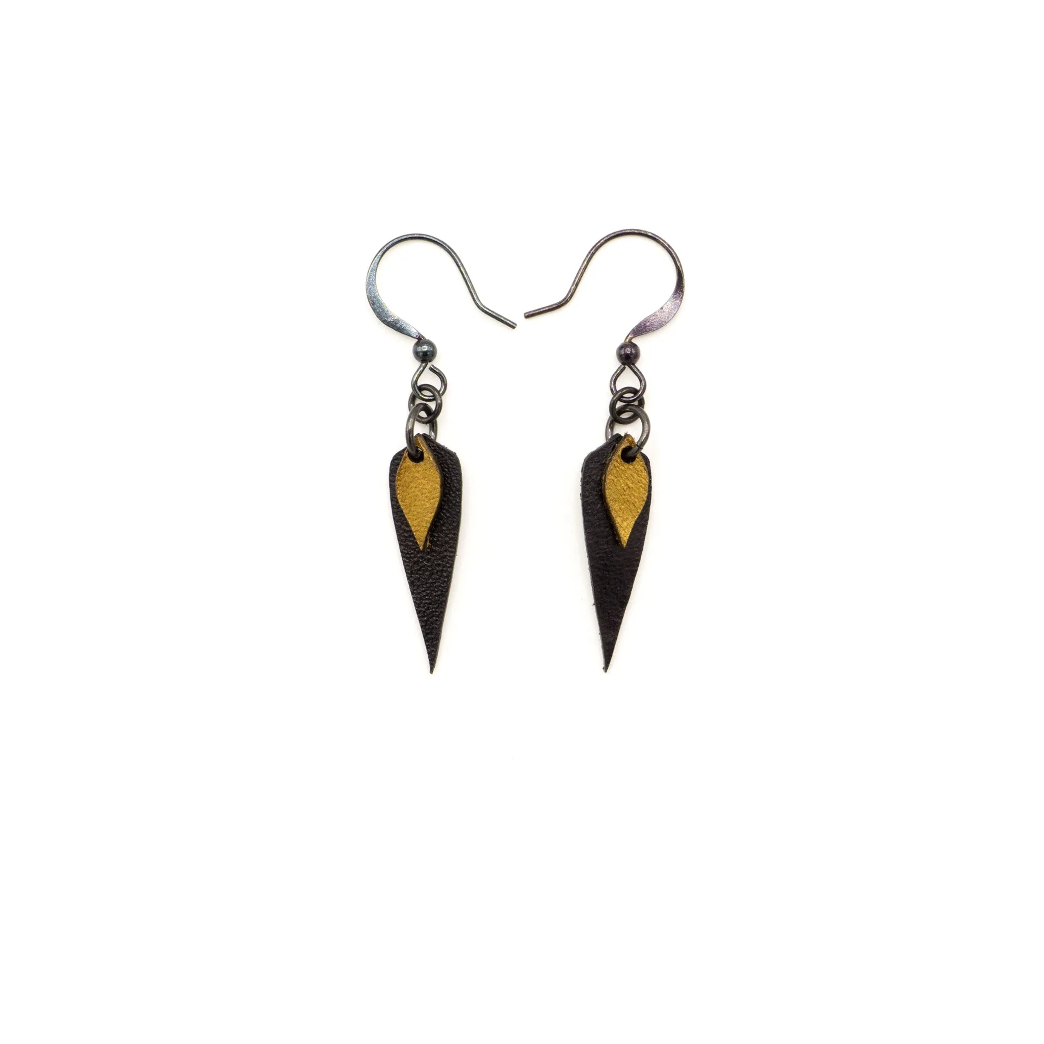 Innera // Leather Earrings - Black, Gold