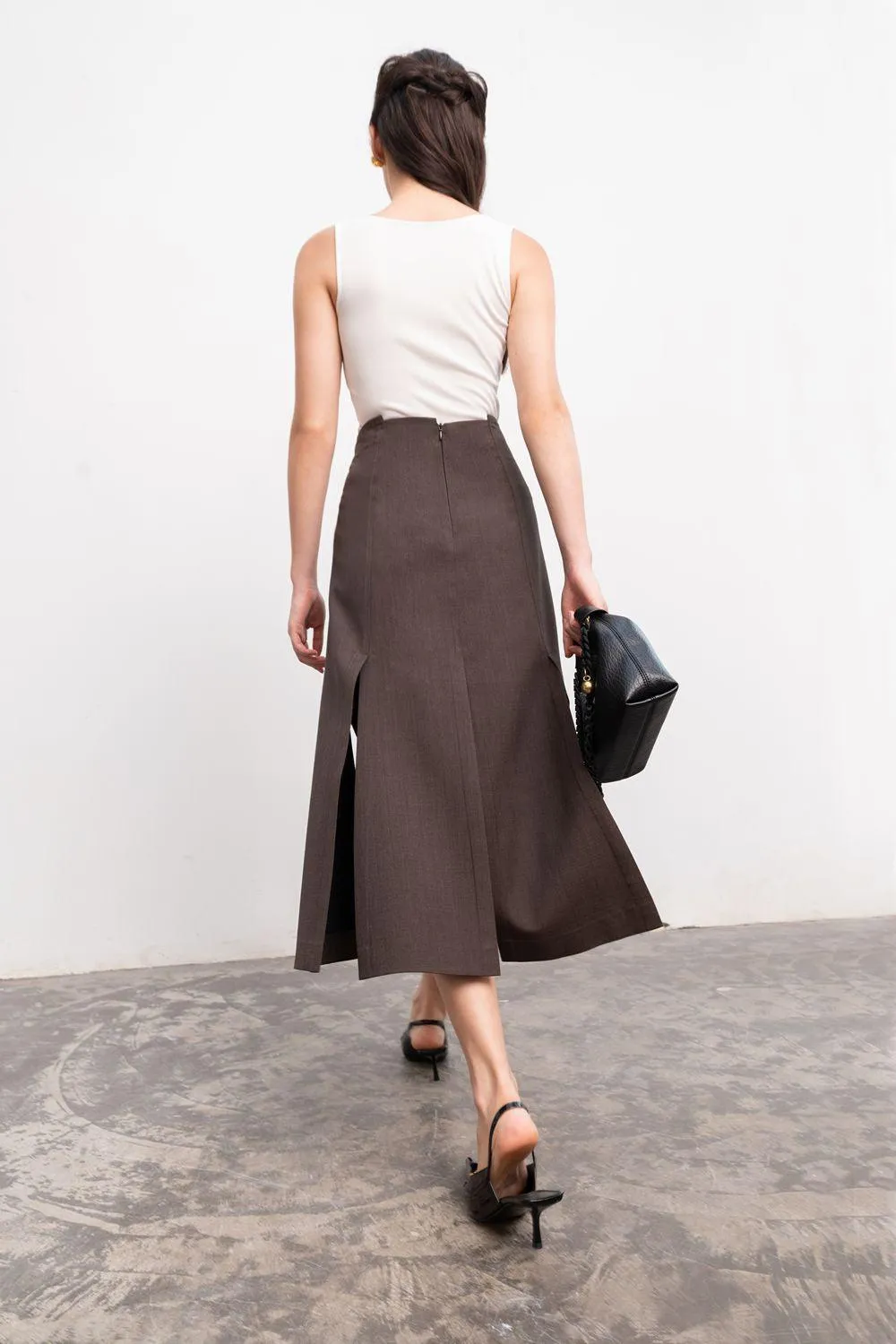 Jael A-line High Waist Linen Midi Skirt