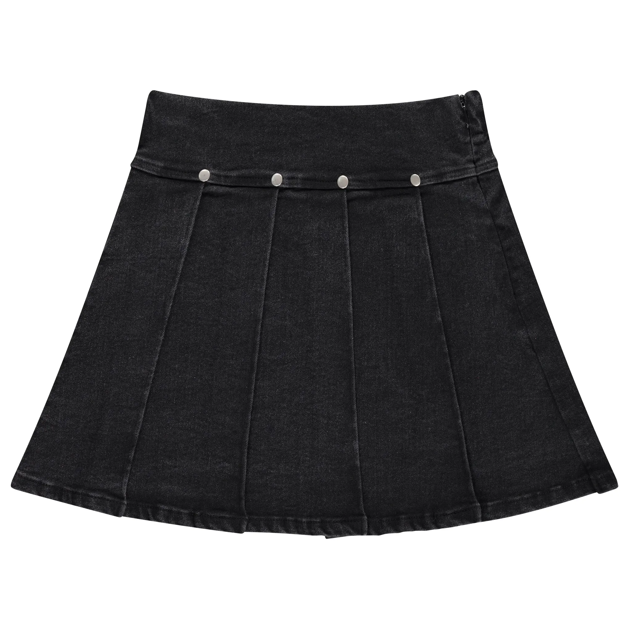 Jaybee Black Denim Pleated Denim Skirt