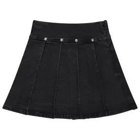 Jaybee Black Denim Pleated Denim Skirt