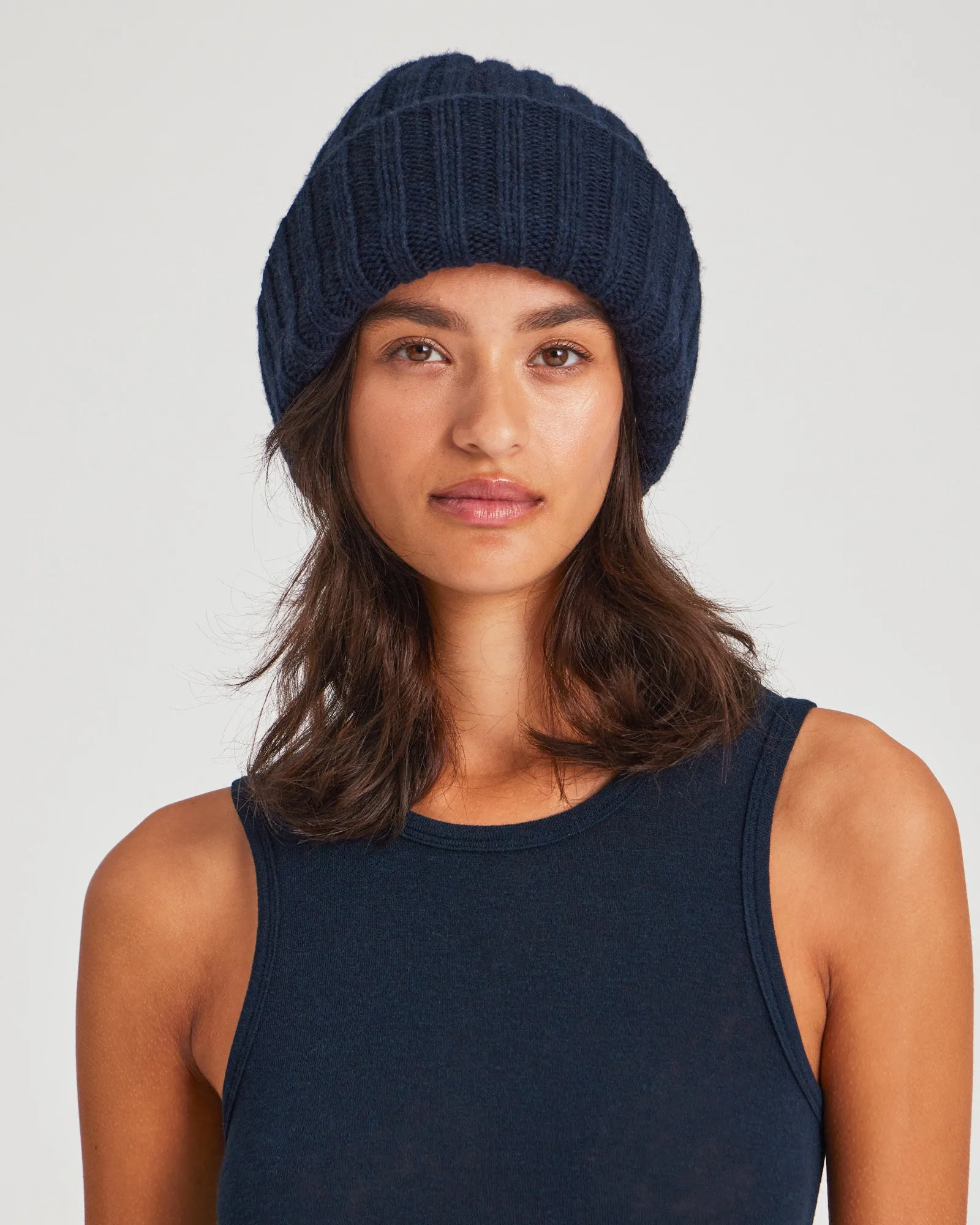 Kari Lambswool Beanie - Midnight Blue