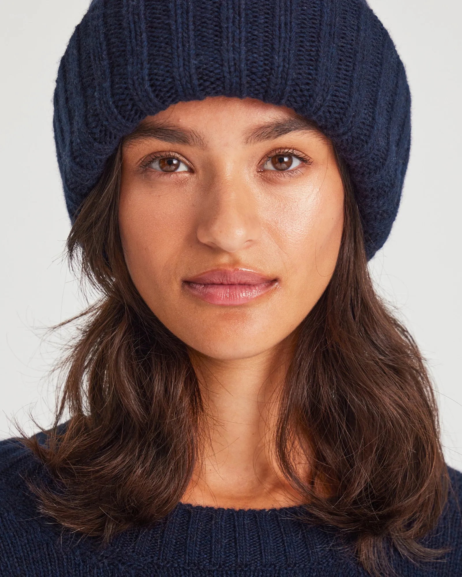 Kari Lambswool Beanie - Midnight Blue