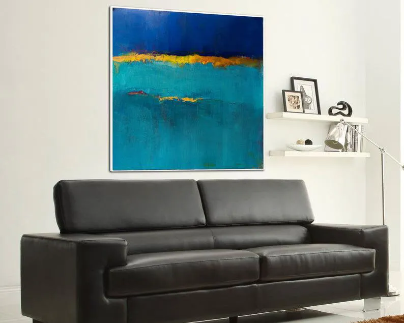 Large Size Art Minimalist Blue Painting On Canvas Minimalist Abstract Painting Bp014