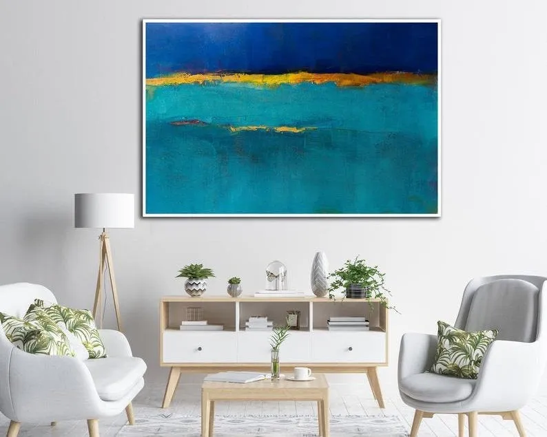 Large Size Art Minimalist Blue Painting On Canvas Minimalist Abstract Painting Bp014