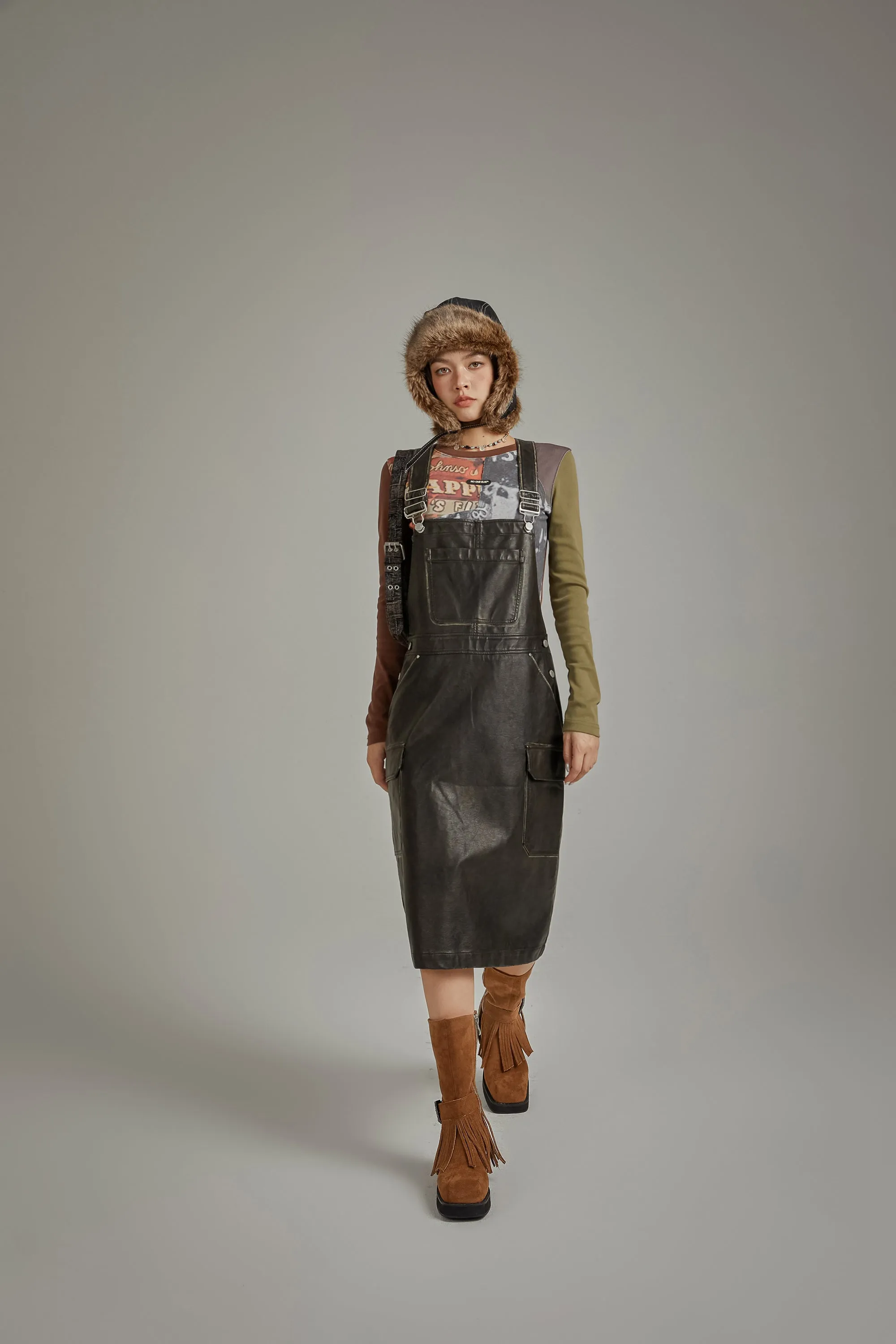 Leather Overall Dress