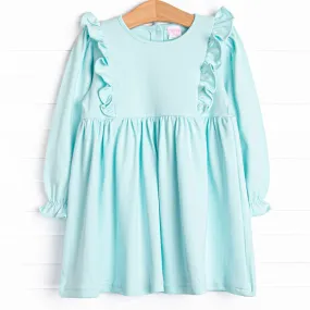 Lillie Flutter Pima Long Sleeve Dress, Mint