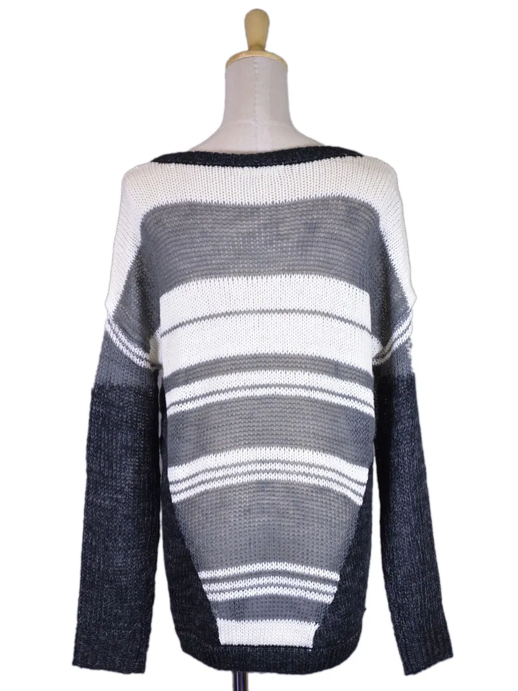 Lush Hello Fall Chunky Striped Raglan Sleeves Contrast Pullover Knit Sweater Top