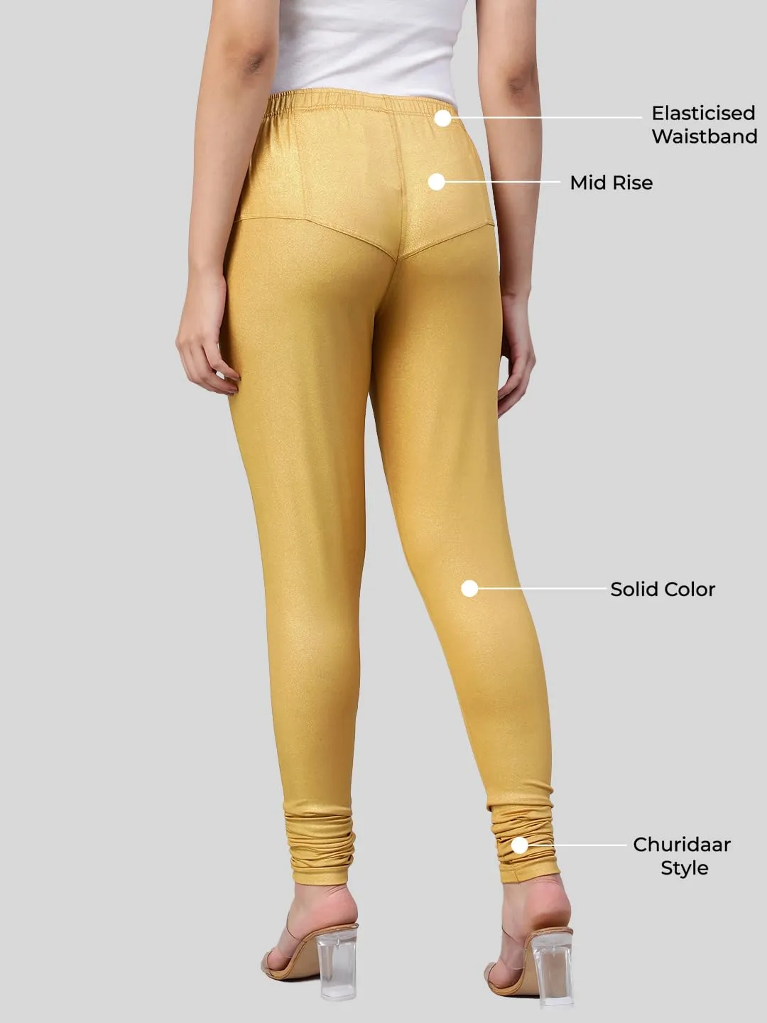 Lyra Women Solid Premium Cotton Churidar Leggings | Mid-Waist | Fashionwear