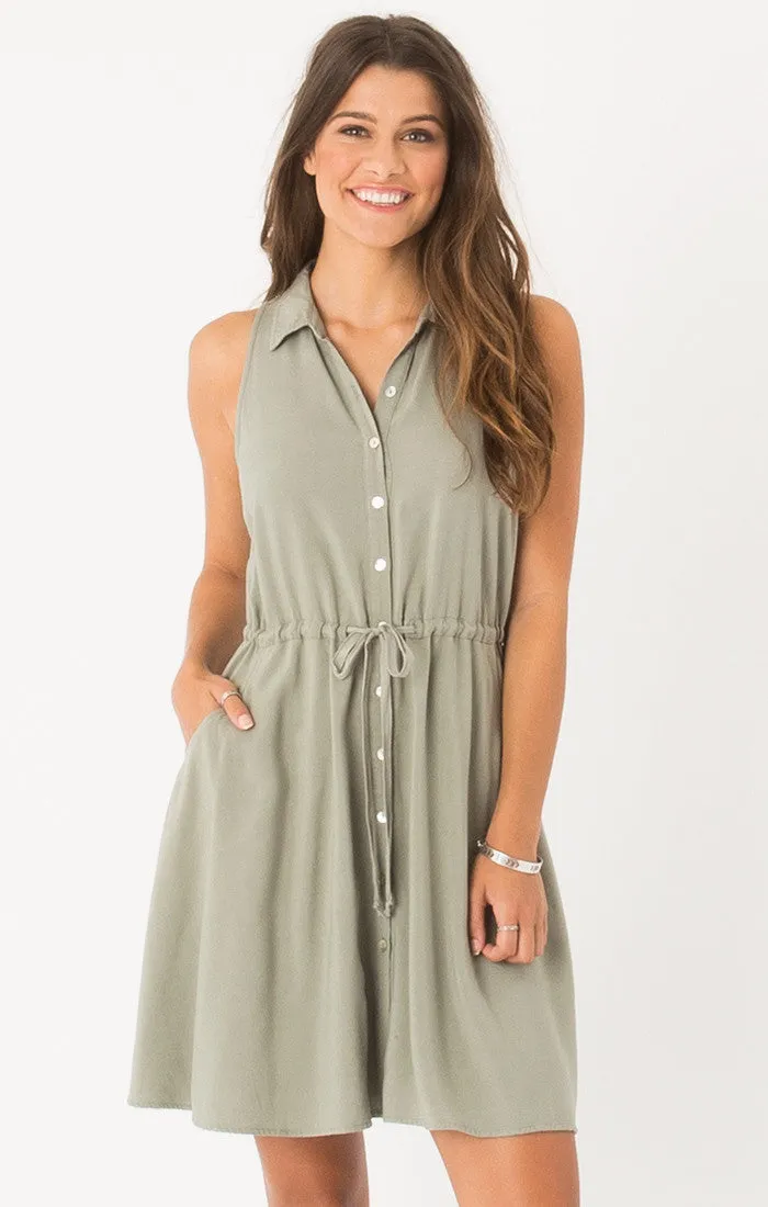 Maddox Sleeveless Shirt Dress in Gull