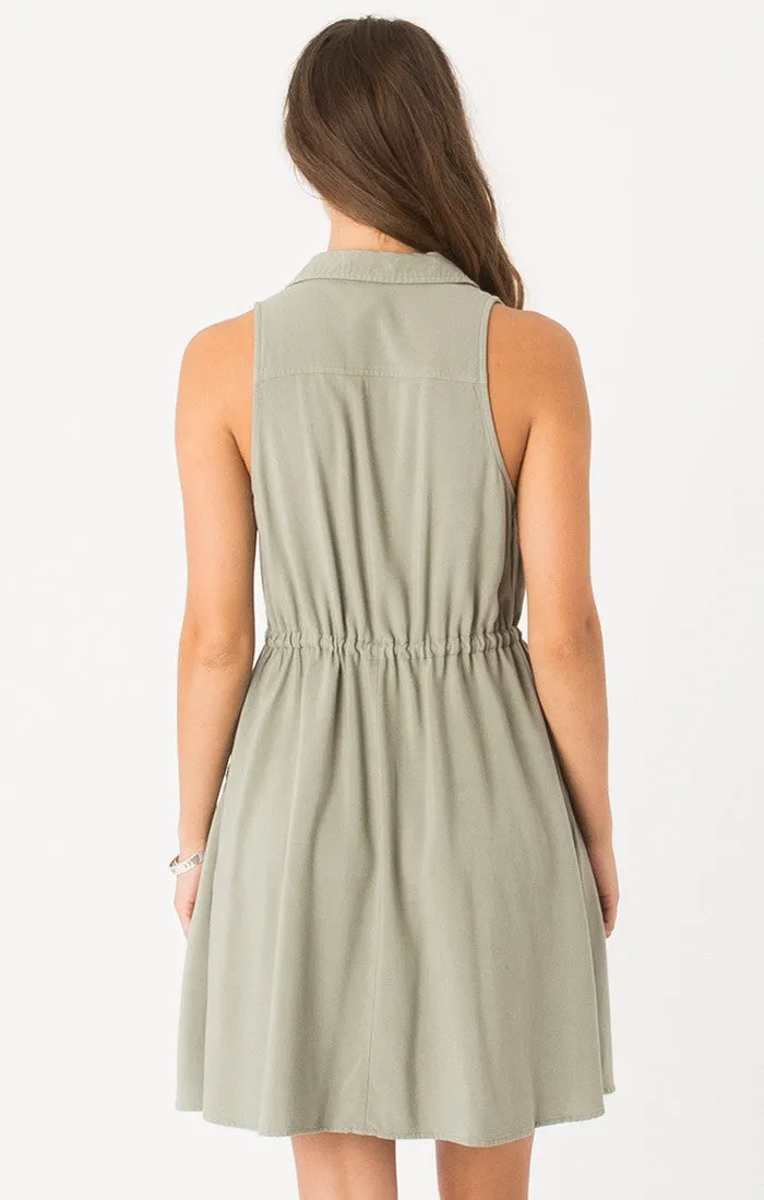 Maddox Sleeveless Shirt Dress in Gull