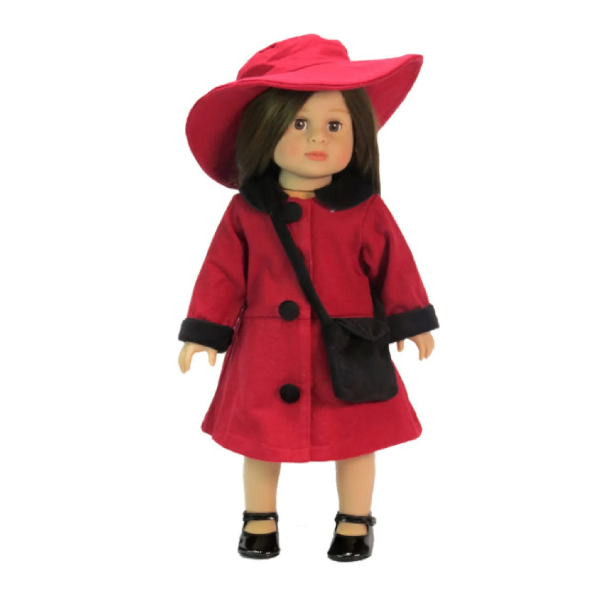 Maroon and Black Coat with Matching Purse for 18-inch dolls