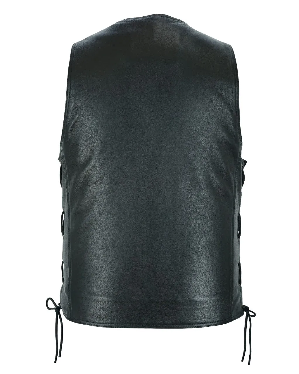 Mens Leather Vest With Gun Pocket & Side Laces