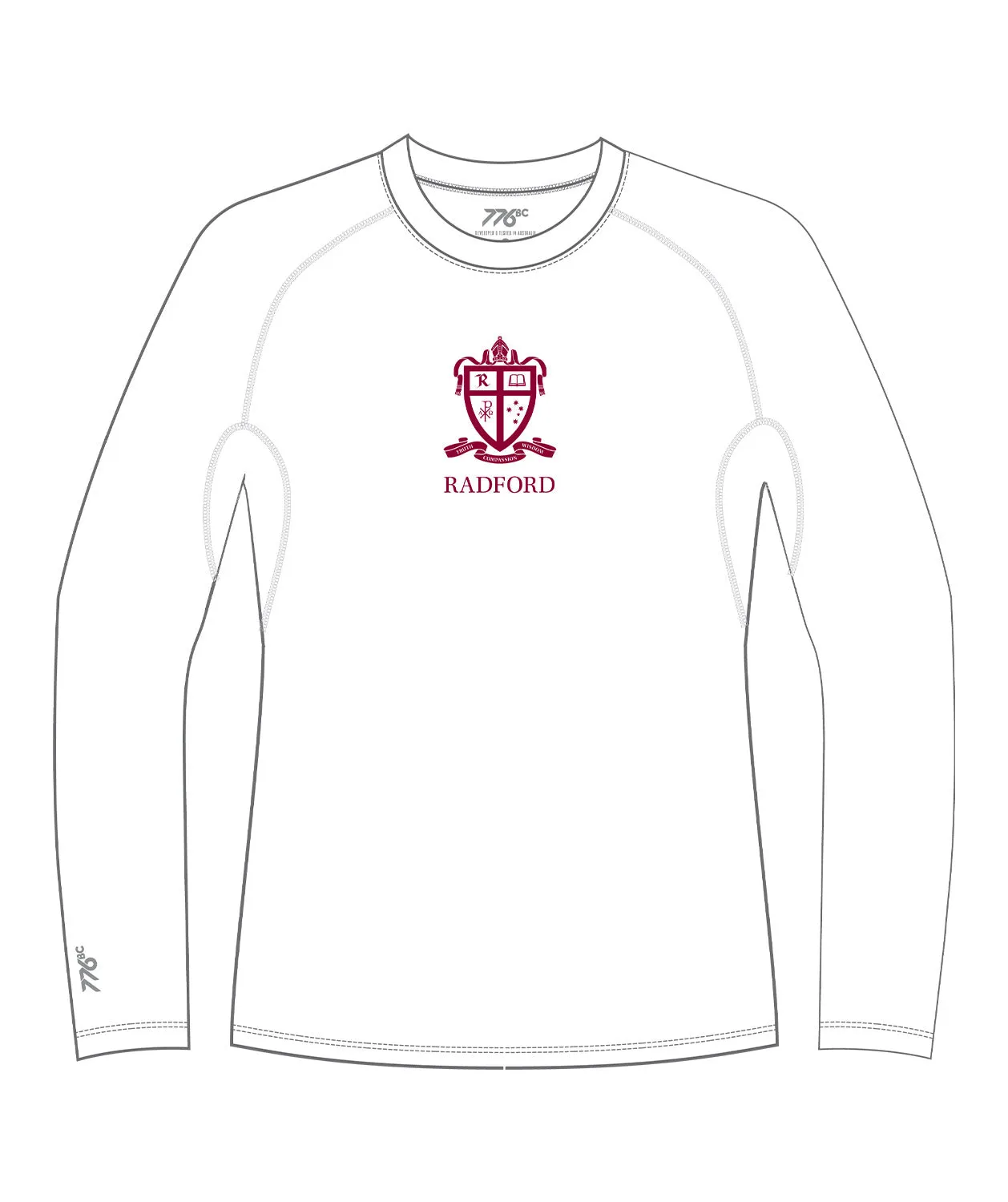 Men's Radford College LS Base Layer - White