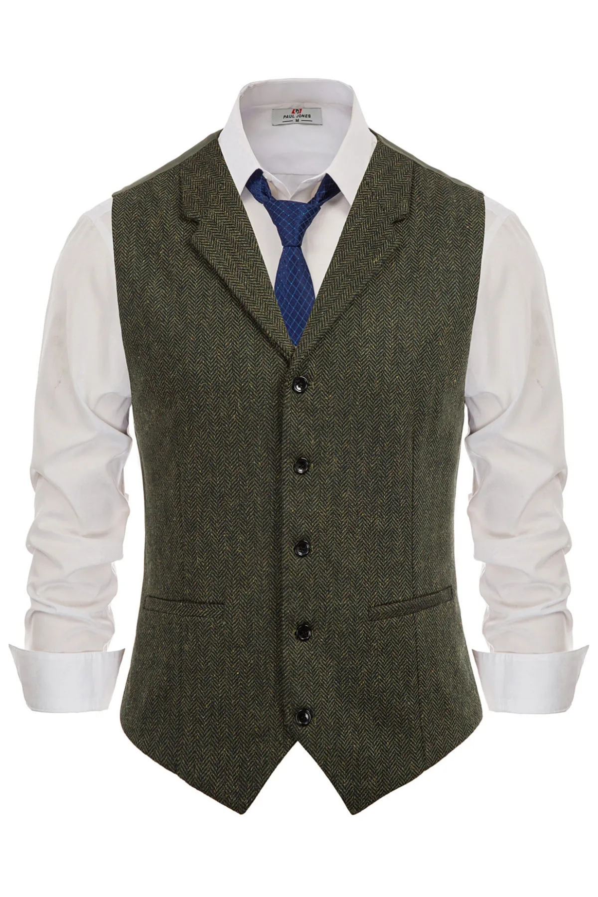 Mens Western Herringbone Suit Vest Tweed Wool Blend Slim Fit Waistcoats