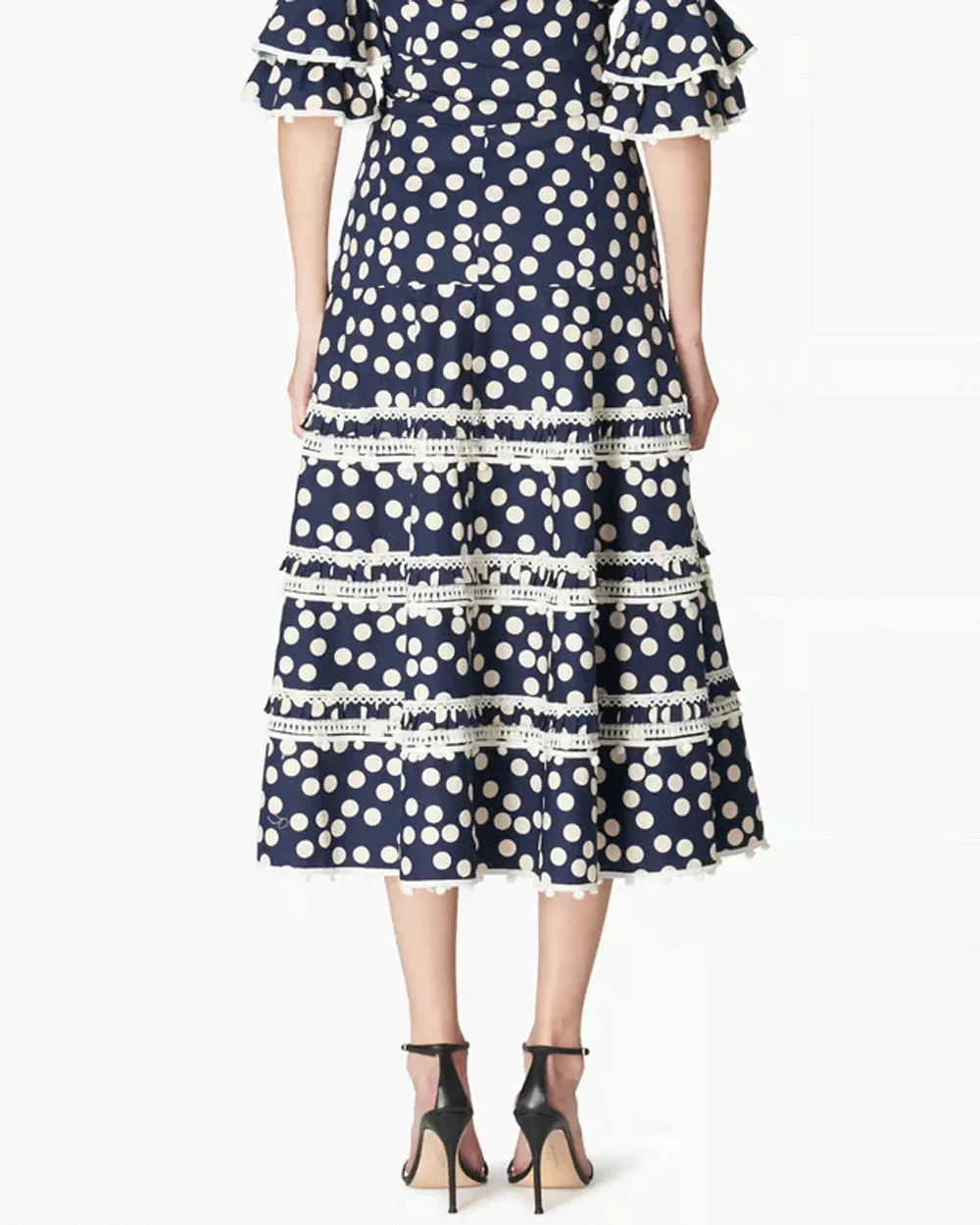 Midnight Embroidered Tiered Midi Skirt