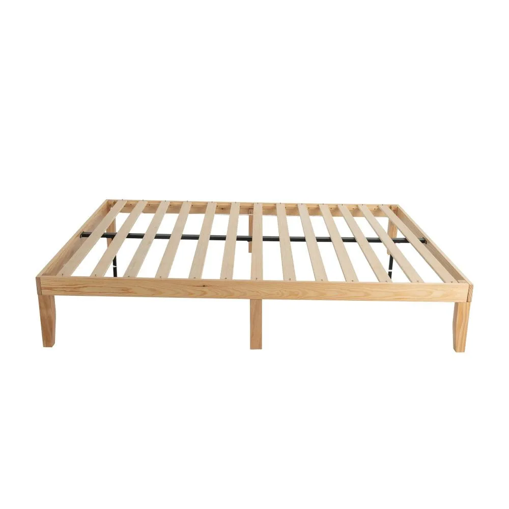 Minimalist Wooden Queen Bed Base, 9-Leg Frame, Ample Storage