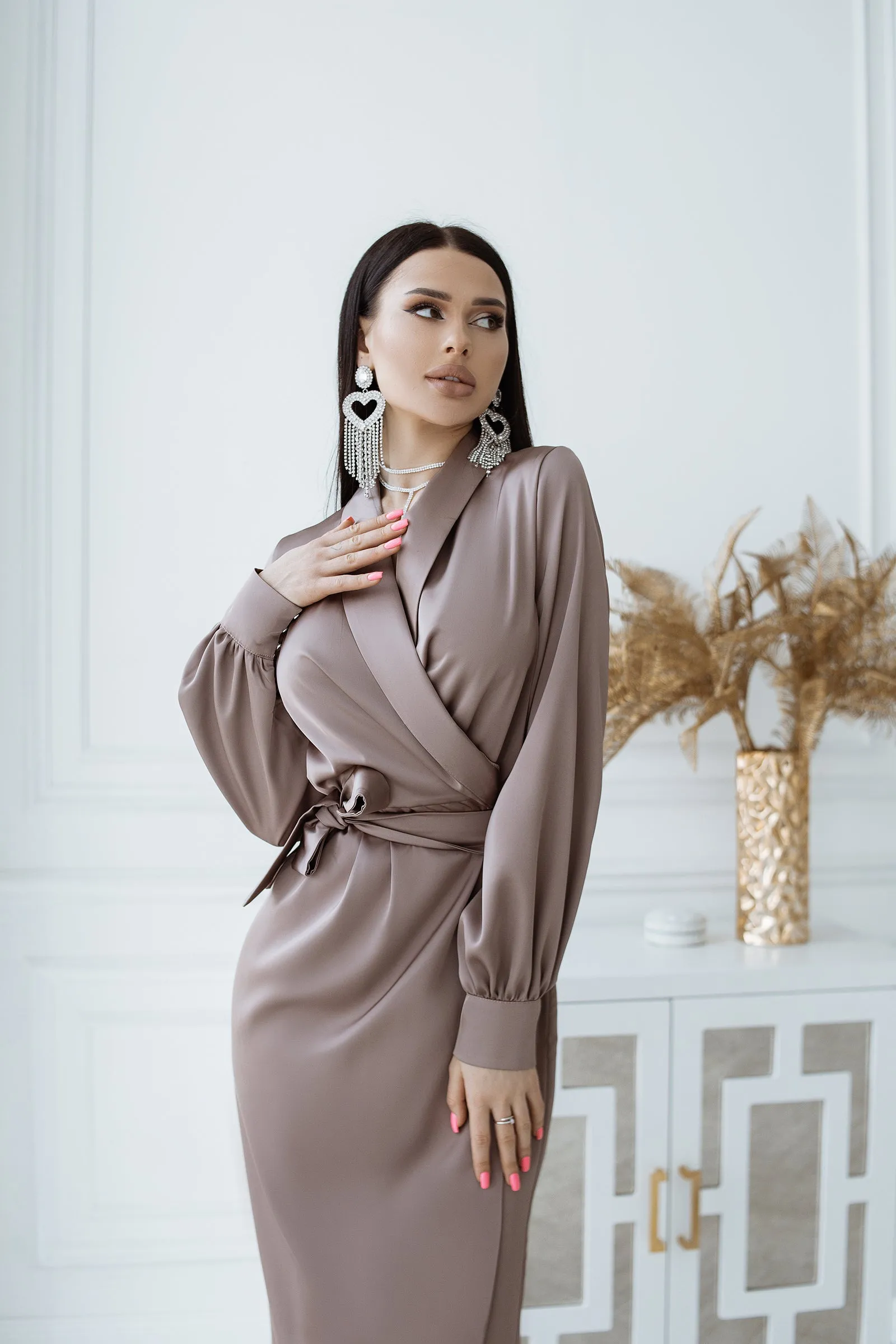 Mocco Puff Sleeve Wrap Dress