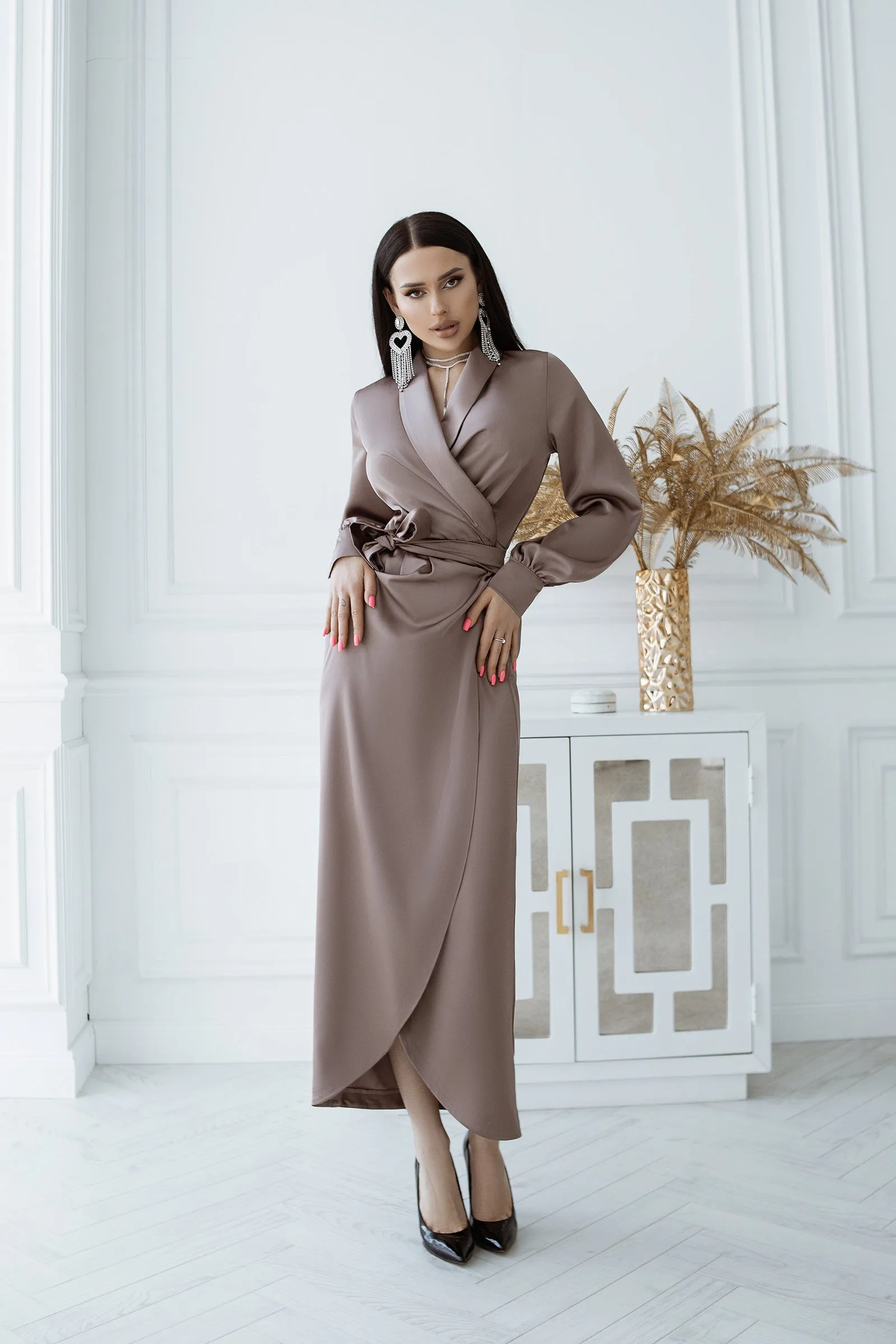 Mocco Puff Sleeve Wrap Dress