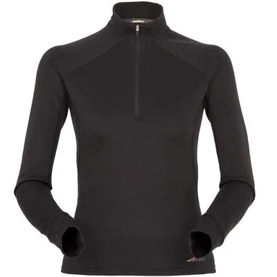 Mont Power Dry Zip Polo Womens Long Sleeve Thermal Top - Black