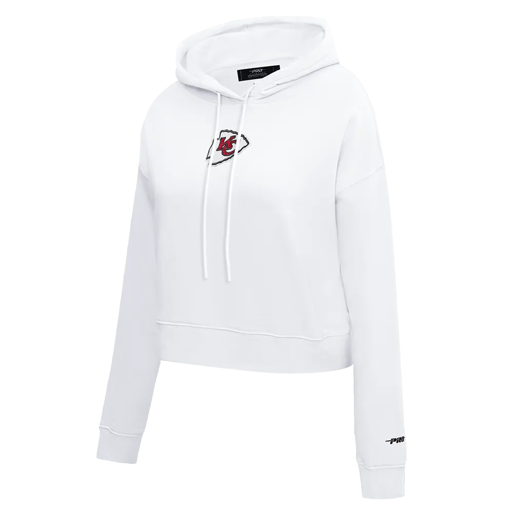 NFL KANSAS CITY CHIEFS CLASSIC WOMEN'S FLC CROPPED PO HOODIE (WHITE)