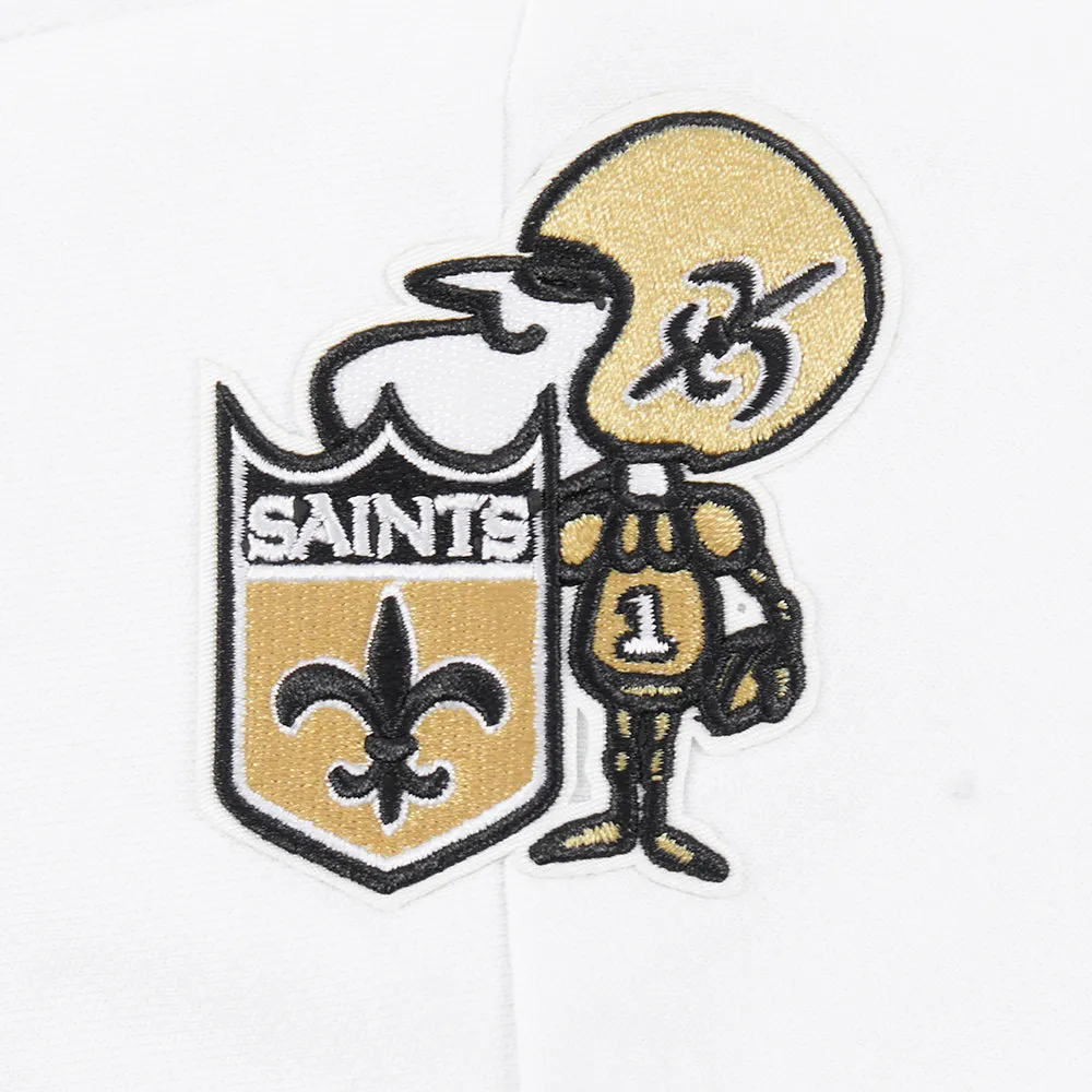 NFL NEW ORLEANS SAINTS RETRO CLASSIC WOMEN'S CROPPED PO HOODIE (WHITE/BLACK)