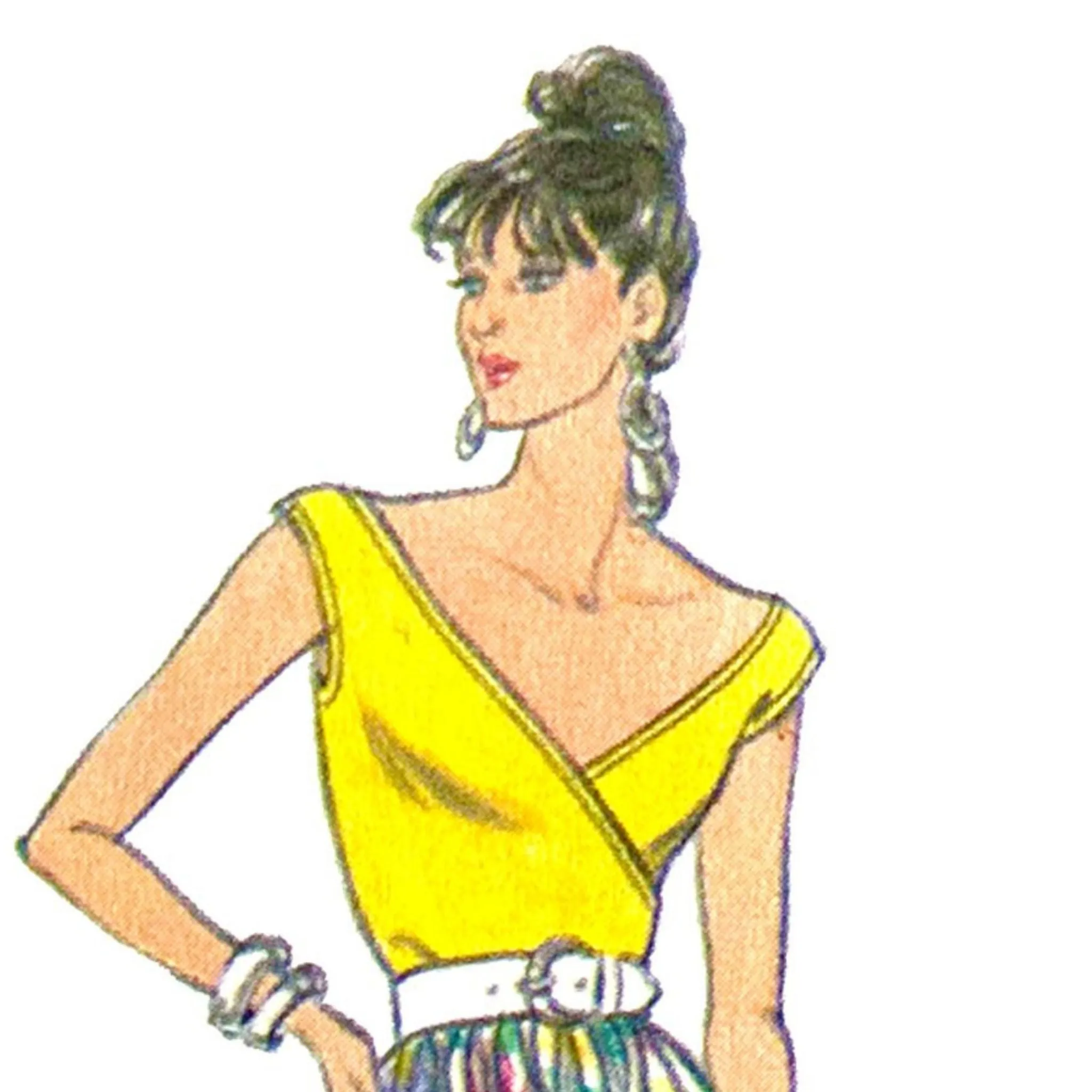 PDF - Vintage 1980s Pattern – Off The Shoulder, Cross-over Tops -  Bust 34” (87cm) - Instantly  Print At Home