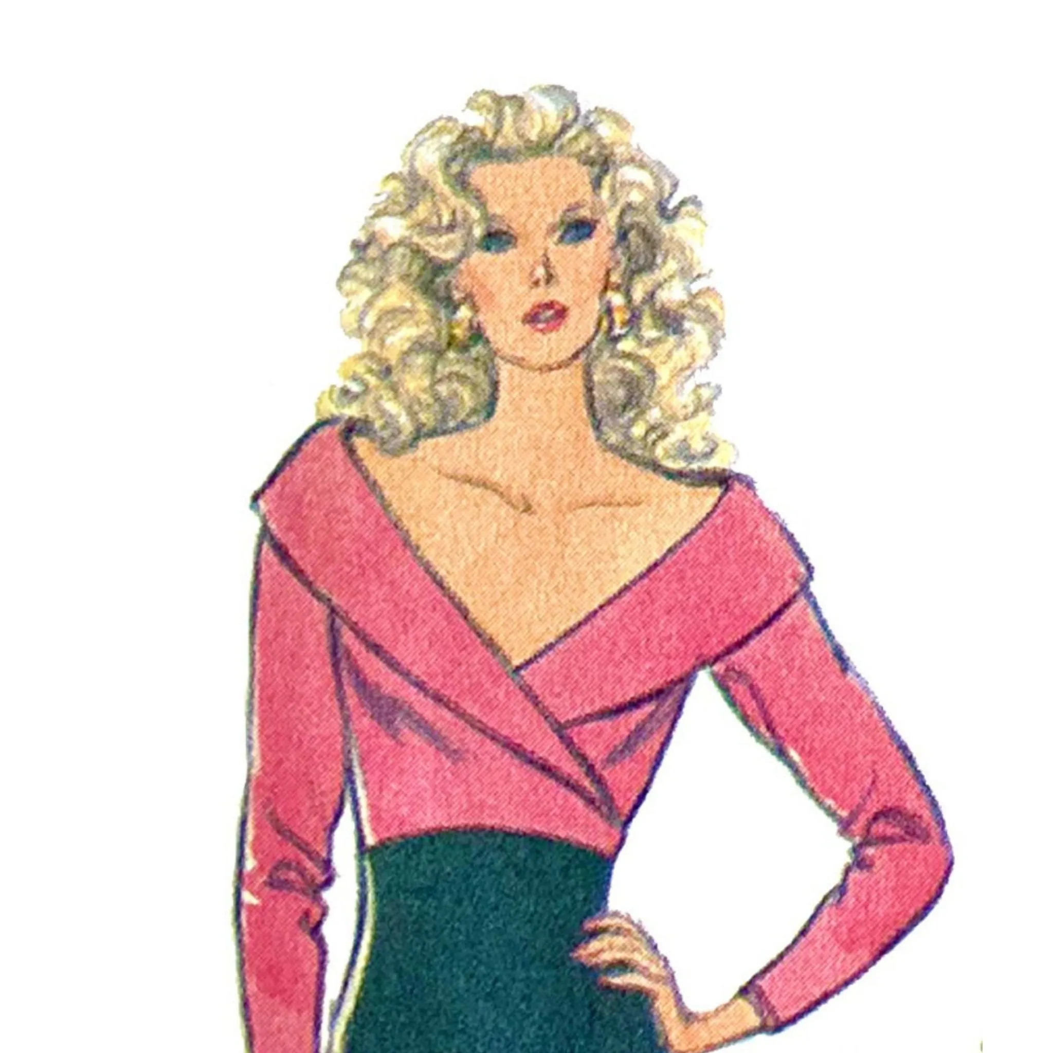 PDF - Vintage 1980s Pattern – Off The Shoulder, Cross-over Tops -  Bust 34” (87cm) - Instantly  Print At Home