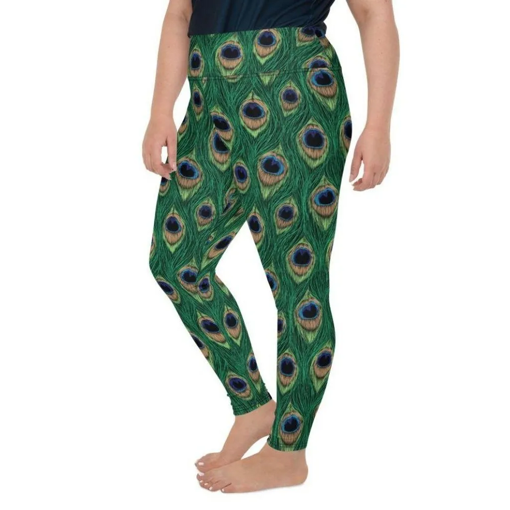 Peacock Print Plus Size Leggings