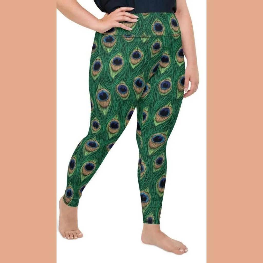 Peacock Print Plus Size Leggings