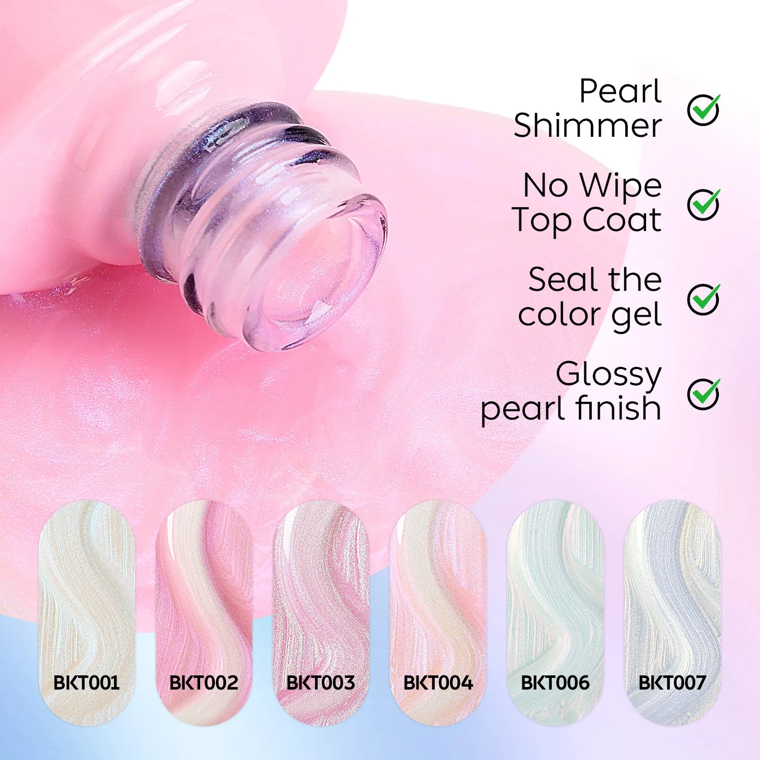 Pearl Glitter Top Coat Gel Polish Set