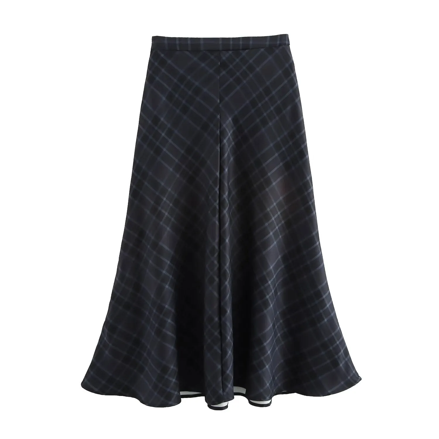 Plaid A Line Midi Skirt