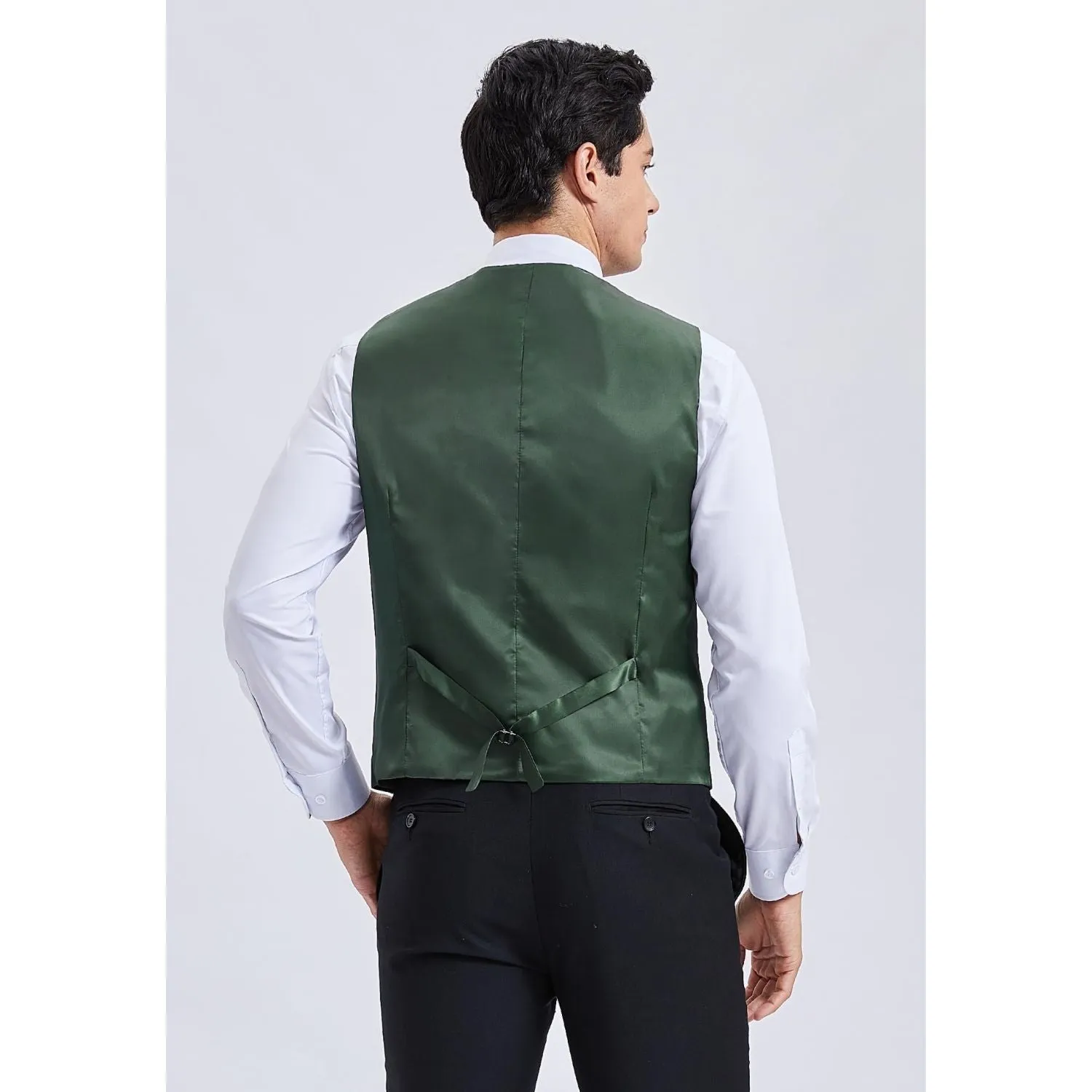 Plaid Slim Suit Vest - GREEN-5