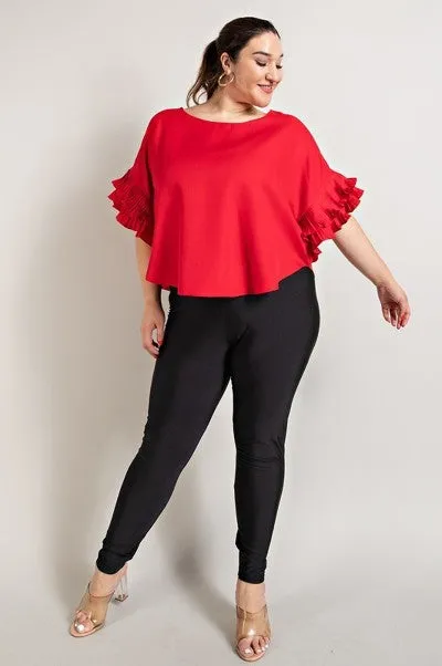 Plus pleated ruffle Sleeve Top